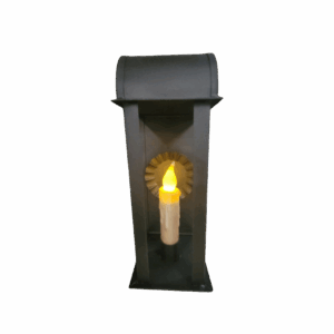 Bronze table top lantern with candle.